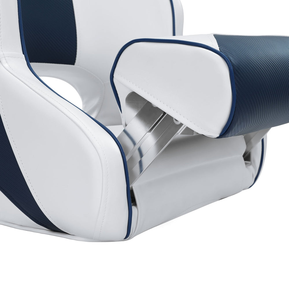 Captain Bucket Boat Seats Flip Up Bolster Swivel 15cm Padding Blue