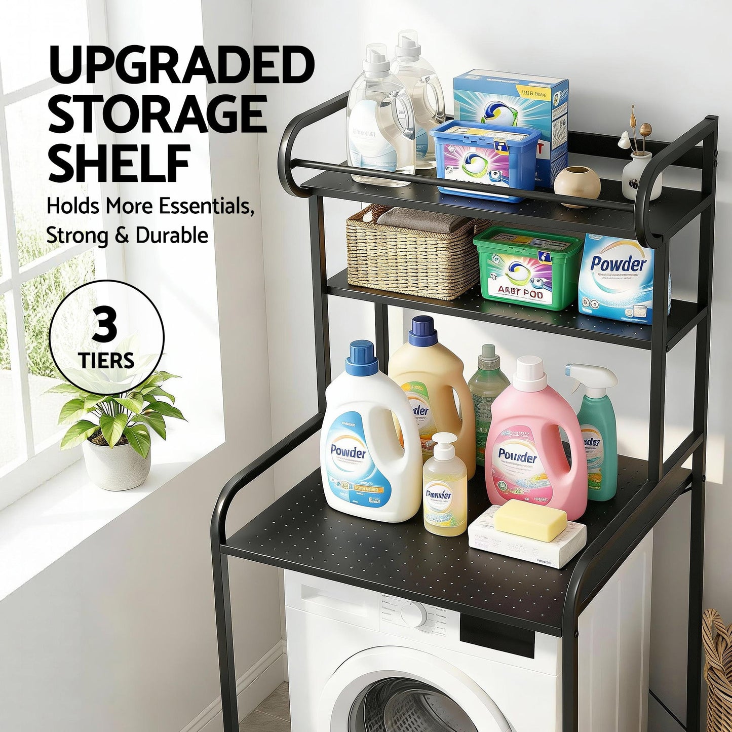 Bathroom Storage Shelf Over Washing Machine Toilet 3 Tier