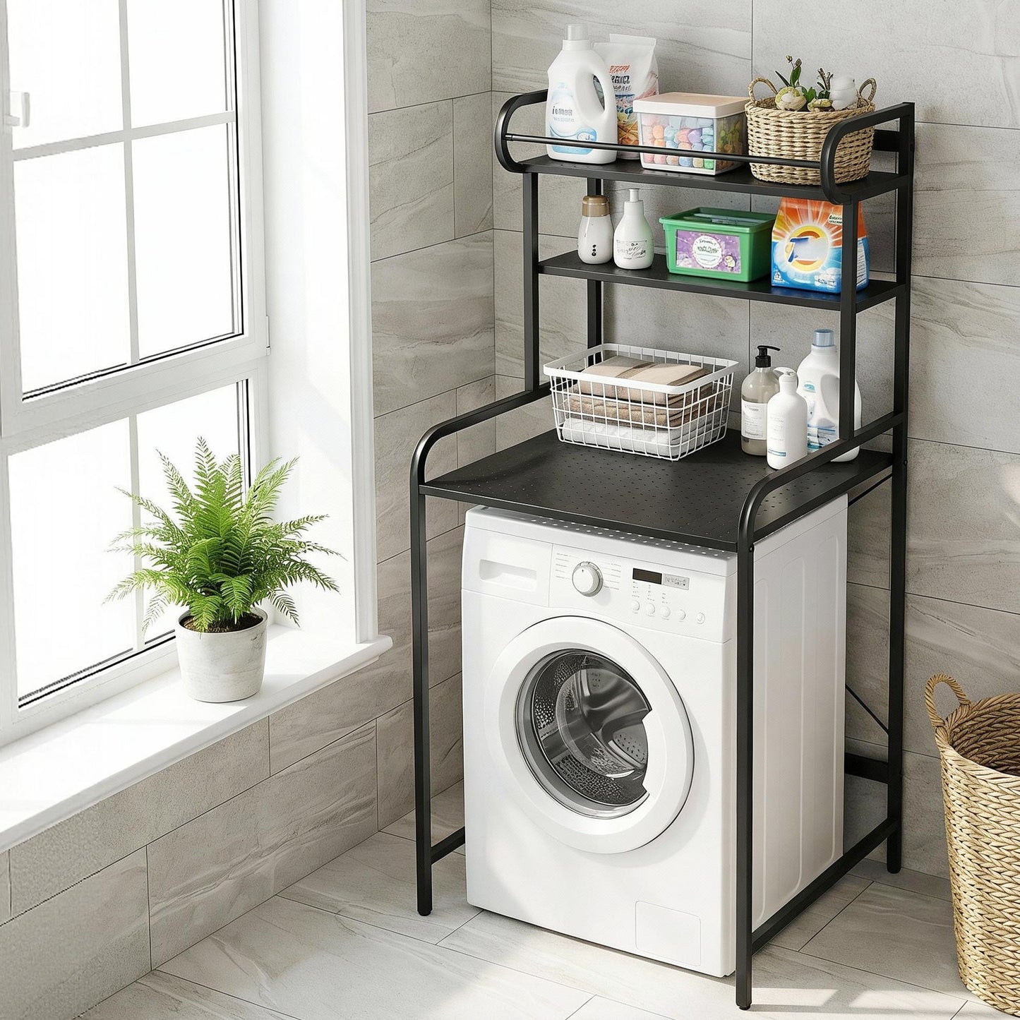 Bathroom Storage Shelf Over Washing Machine Toilet 3 Tier