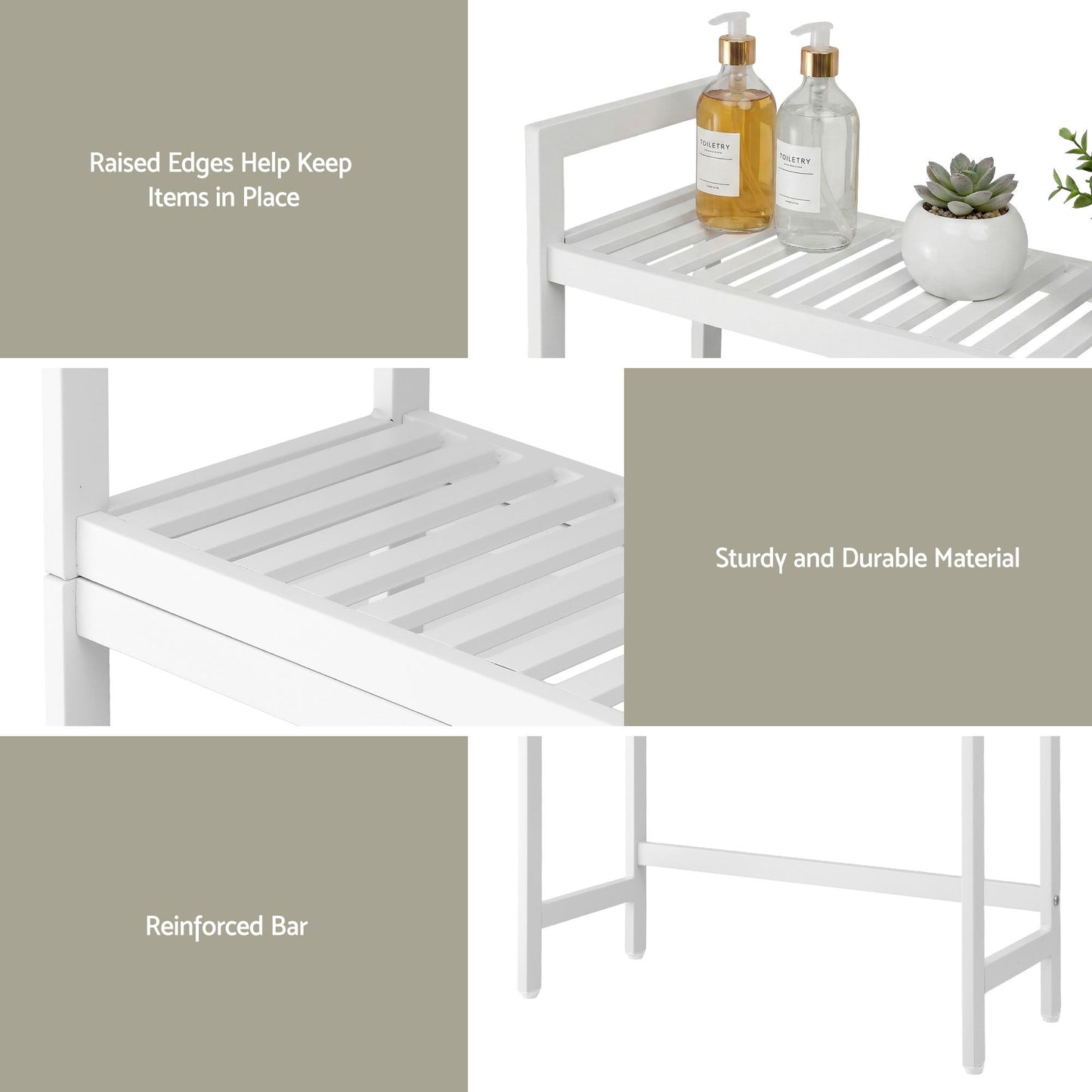 Over Toilet Storage Bathroom Rack Space Saving 3 Tier Organiser White