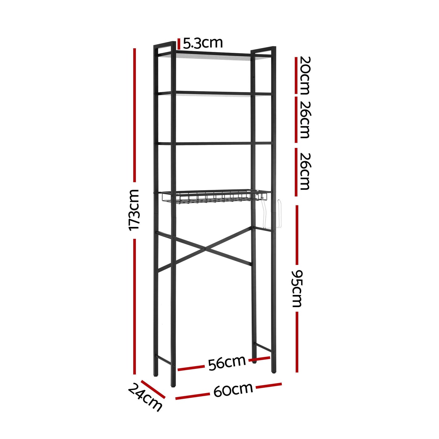 Over Toilet Bathroom Storage Rack Space Saving 4 Tier Organiser White