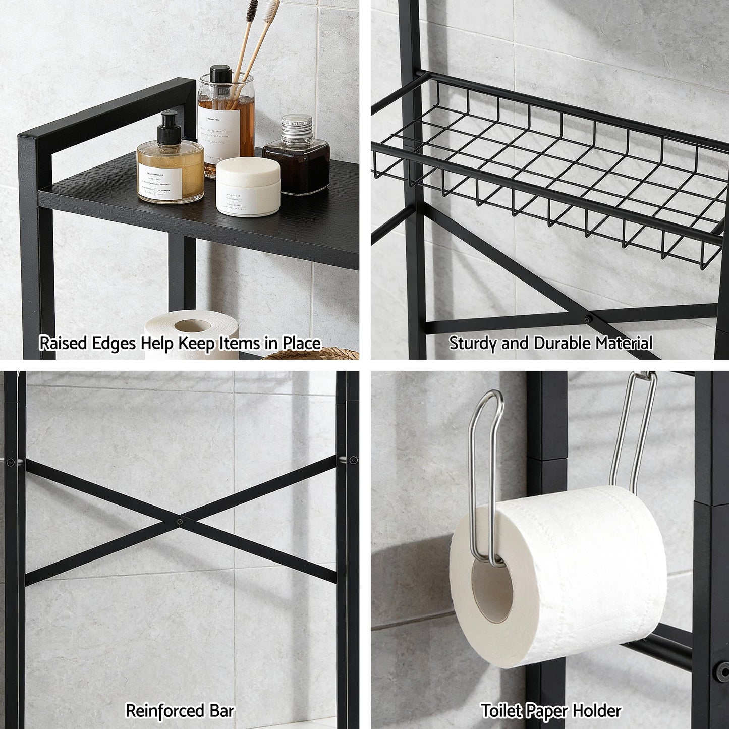 Over Toilet Bathroom Storage Rack Space Saving 4 Tier Organiser White