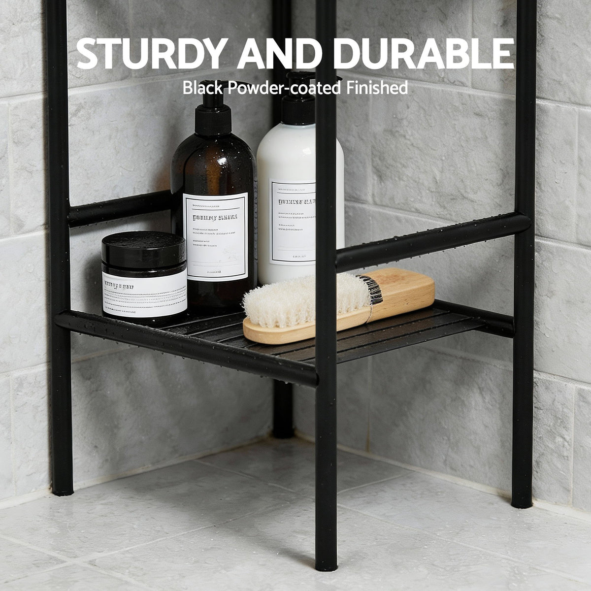 5 Tier Floor Standing Corner Shower Caddy Bathroom Organizer Black