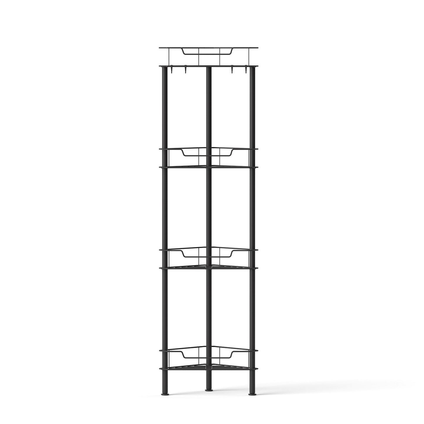 4 Tier Floor Standing Corner Shower Caddy Bathroom Organizer Black