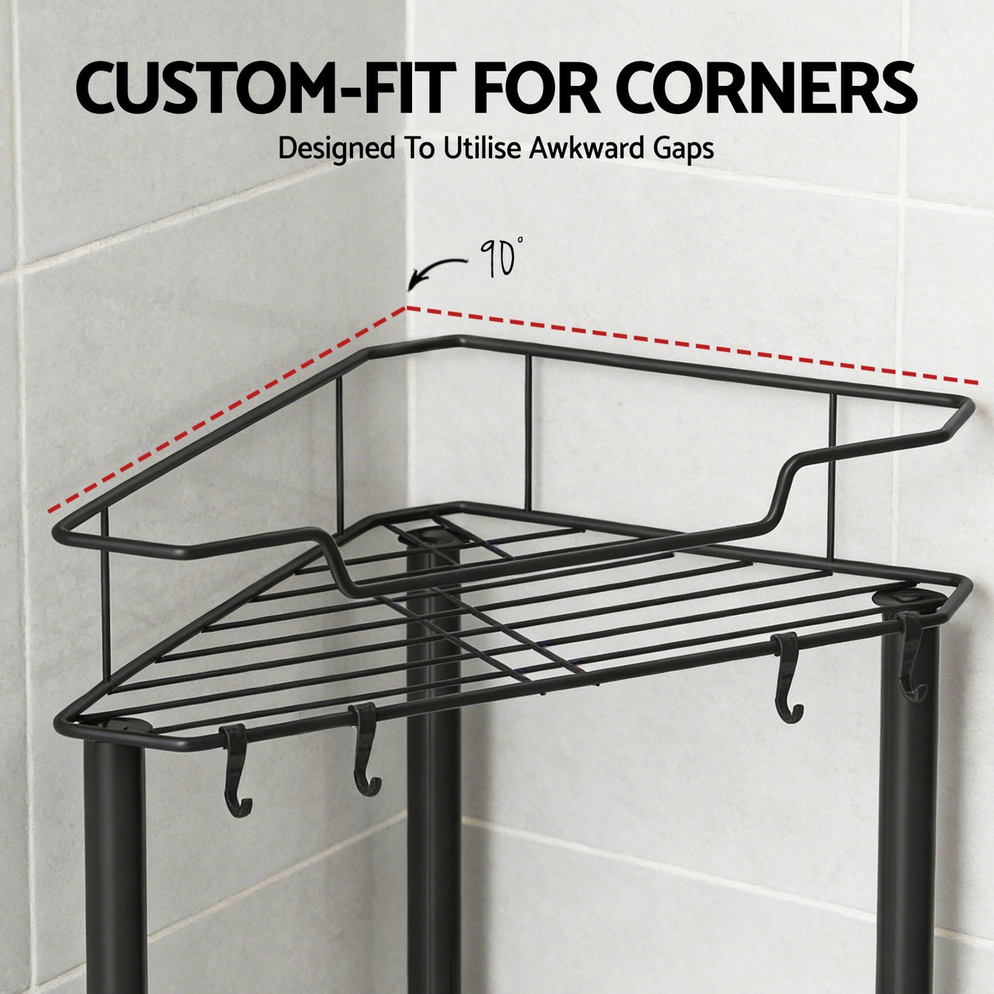 4 Tier Floor Standing Corner Shower Caddy Bathroom Organizer Black