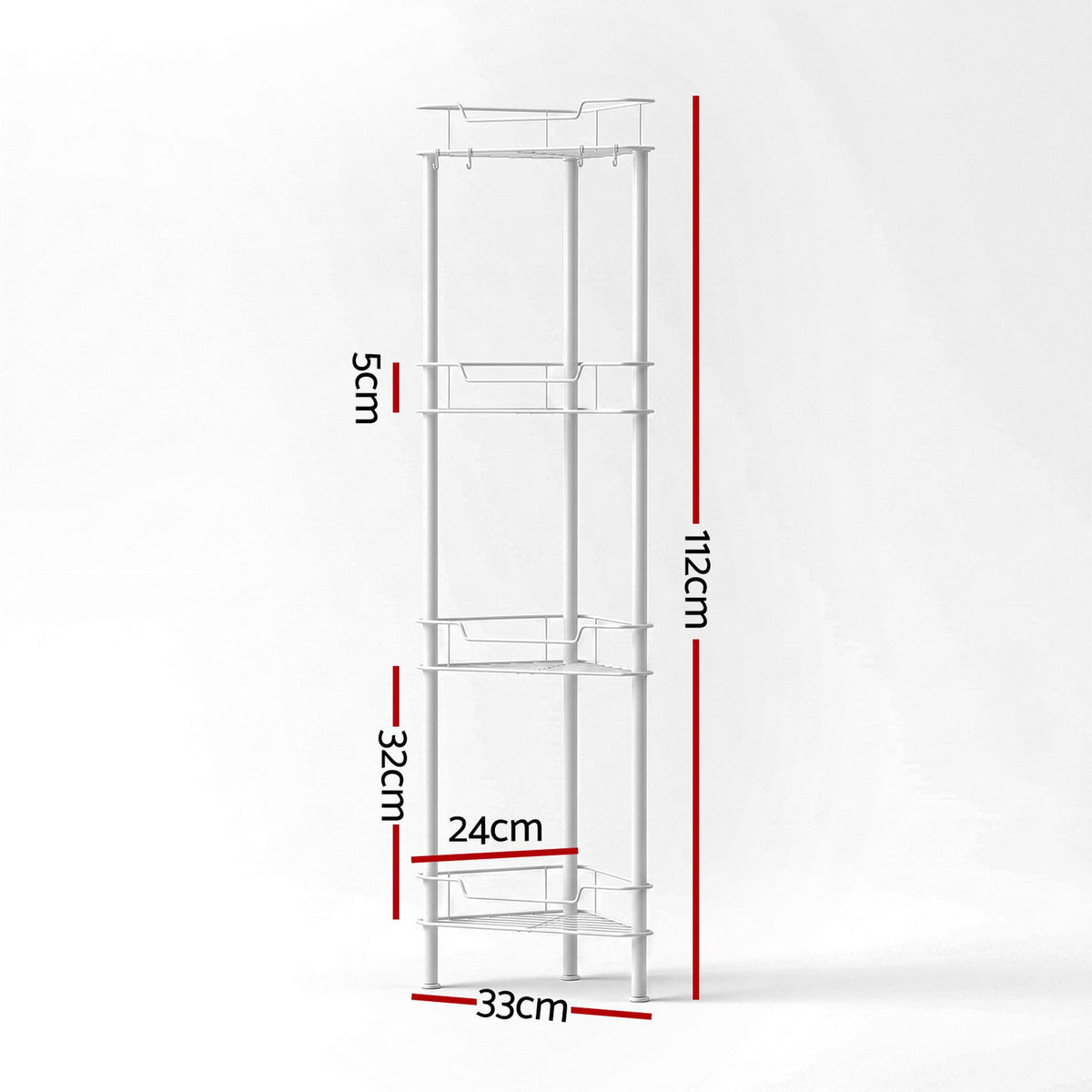 4 Tier Floor Standing Corner Shower Caddy Bathroom Organizer White