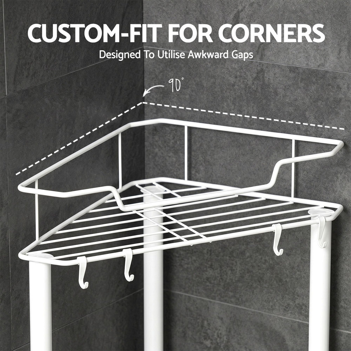 4 Tier Floor Standing Corner Shower Caddy Bathroom Organizer White