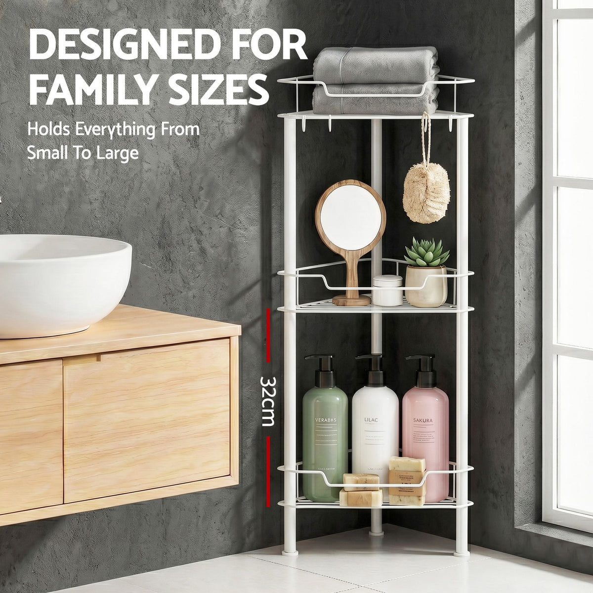 4 Tier Floor Standing Corner Shower Caddy Bathroom Organizer White