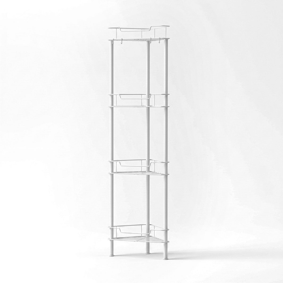 4 Tier Floor Standing Corner Shower Caddy Bathroom Organizer White
