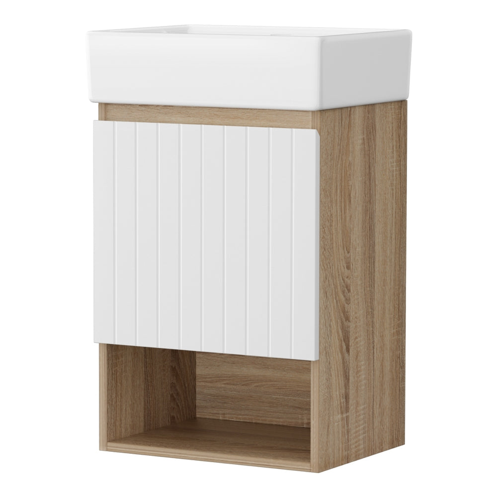 Vanity Unit 445mm Basin Bathroom Cabinet Storage Wall Hung Sink White