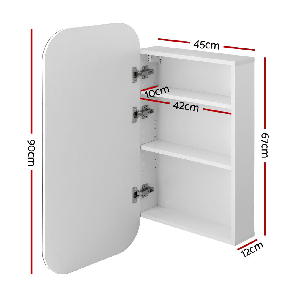 Bathroom Mirror Cabinet Medicine Shaving Arch Wall Hung 450x900mm White