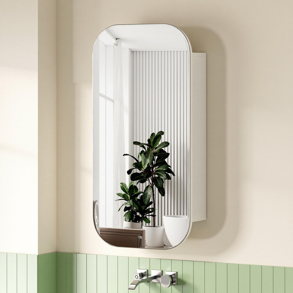 Bathroom Mirror Cabinet Medicine Shaving Arch Wall Hung 450x900mm White