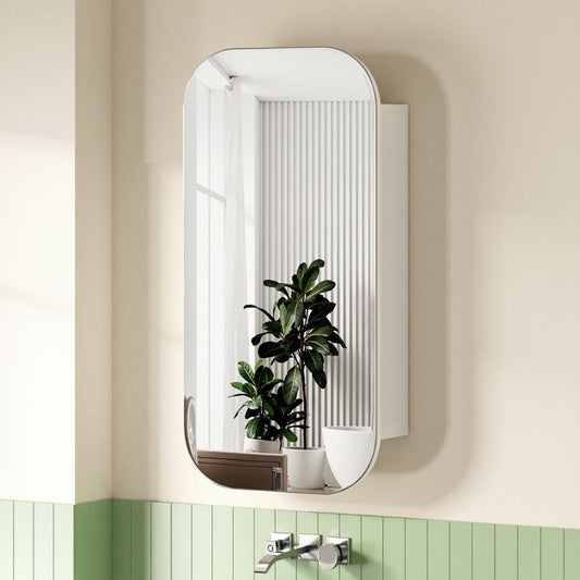 Bathroom Mirror Cabinet Medicine Shaving Arch Wall Hung 450x900mm White