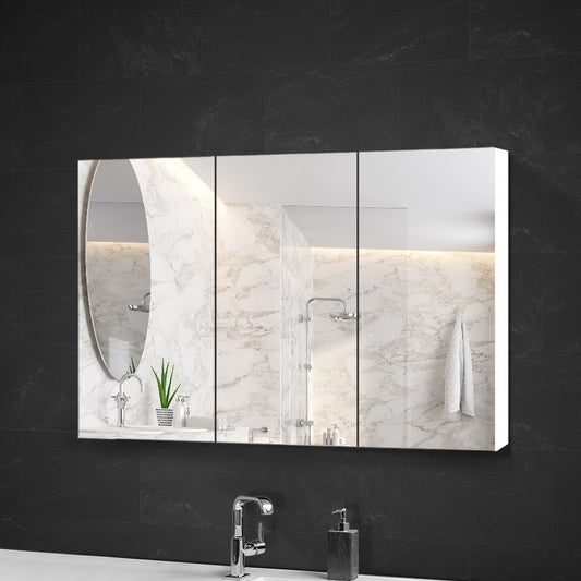 Bathroom Mirror Cabinet Vanity Medicine White Shaving Storage 1200x720mm