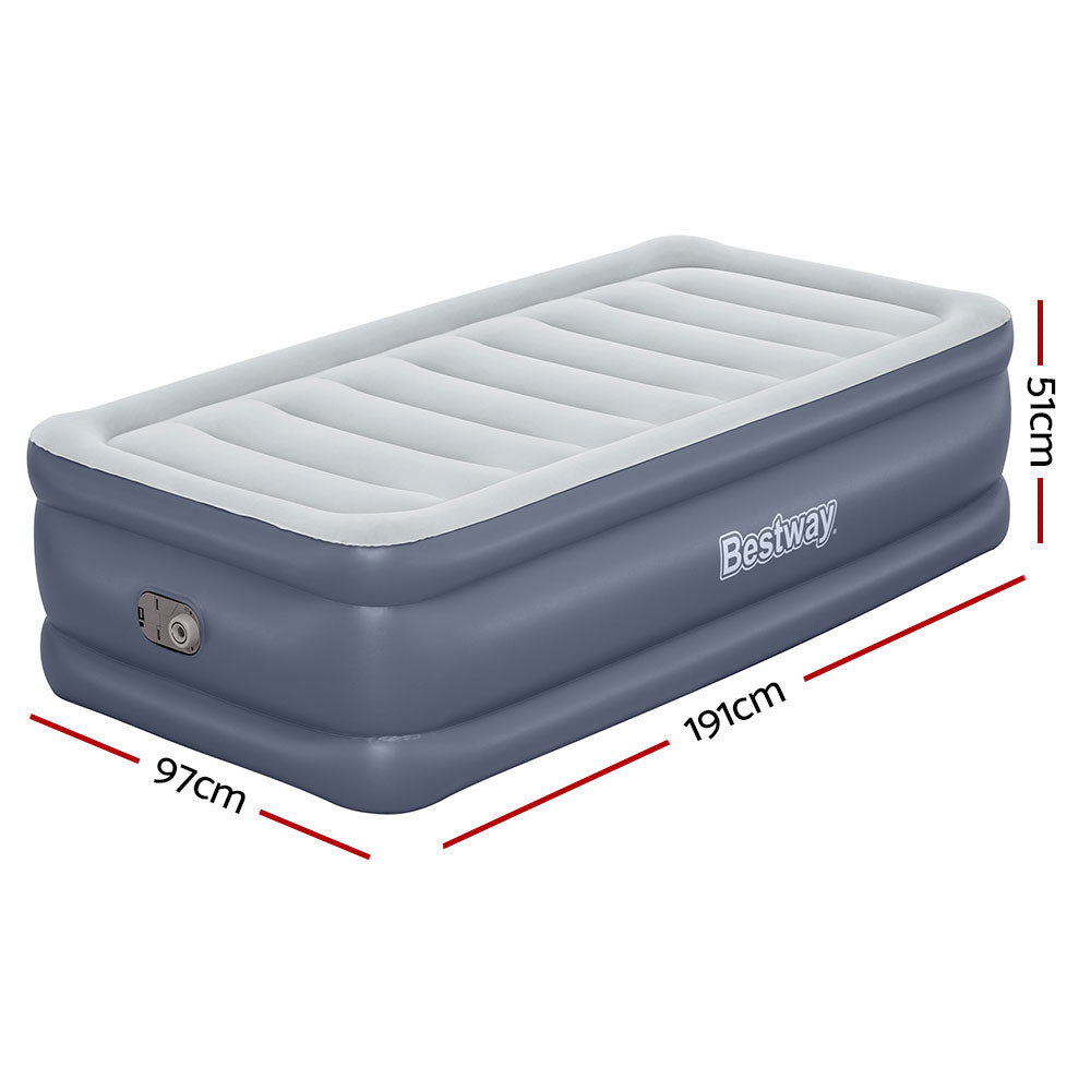 Factory Buys Air Bed 51cm Inflatable Camping Beds Home Outdoor - Grey Single