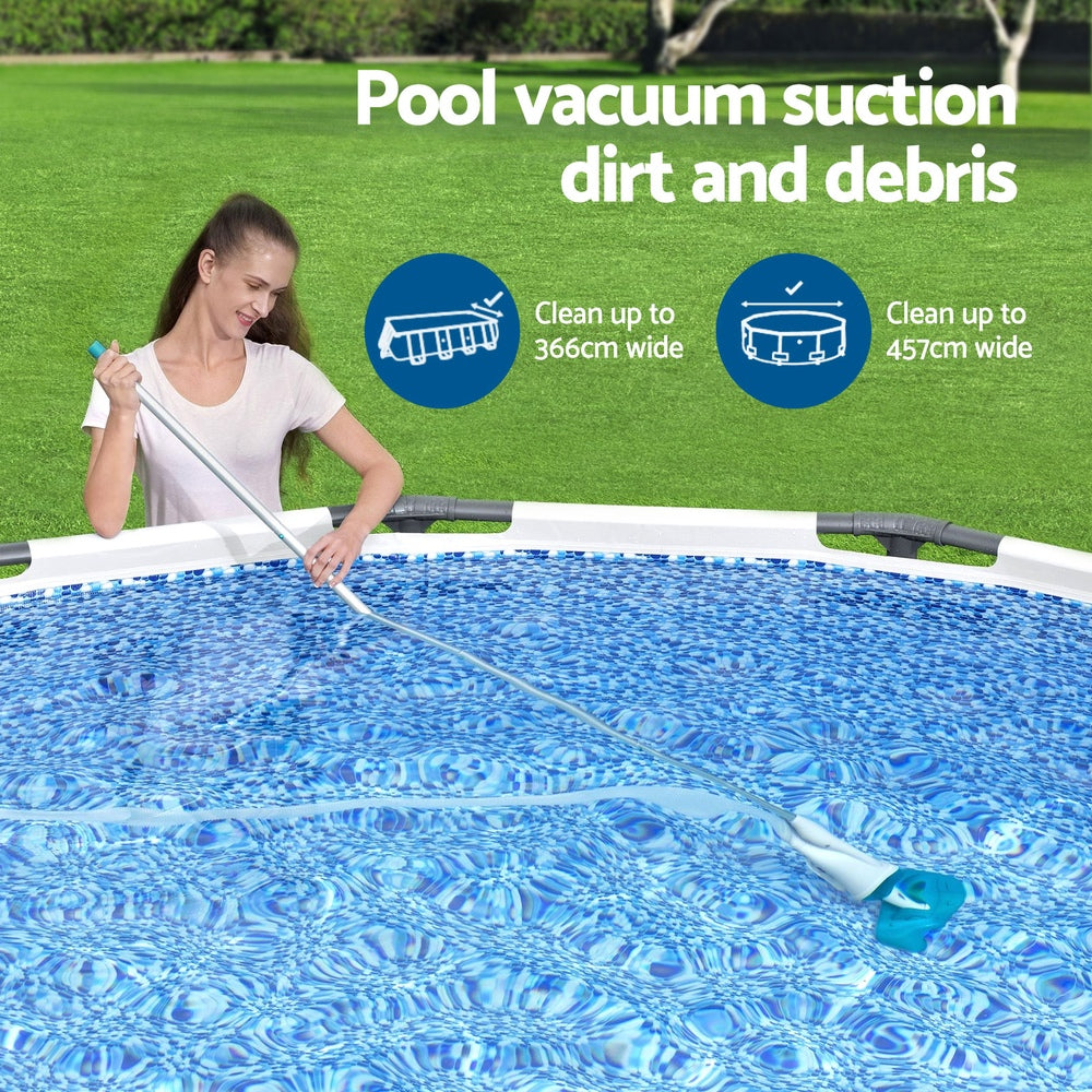 Pool Cleaner 2 Cleaning Heads Vacuum 6m Hose 1.9m Aluminium Pole