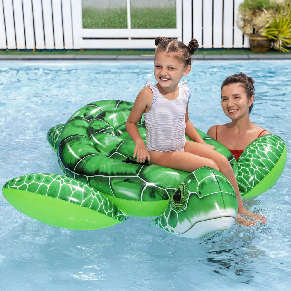 Float Turtle Rider Inflatable Ride On Floating Pool Lounger 153x140CM