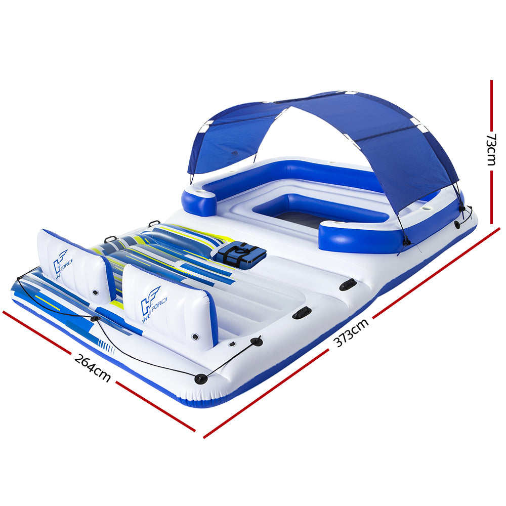 Factory Buys Pool Float Island Inflatable Lounge 6-person Seat Canopy
