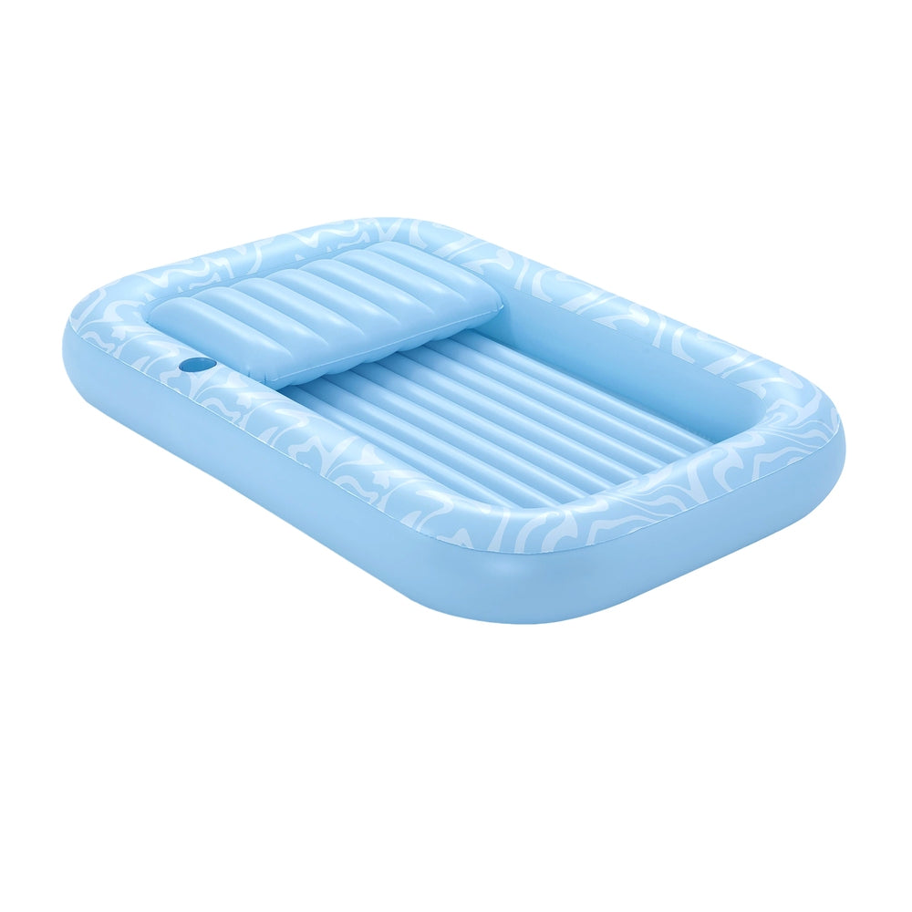 Float Floating Seat Pool Lounger Inflatable Lounge Chair Bed Pillow Cup Holder 2.03MX1.37M