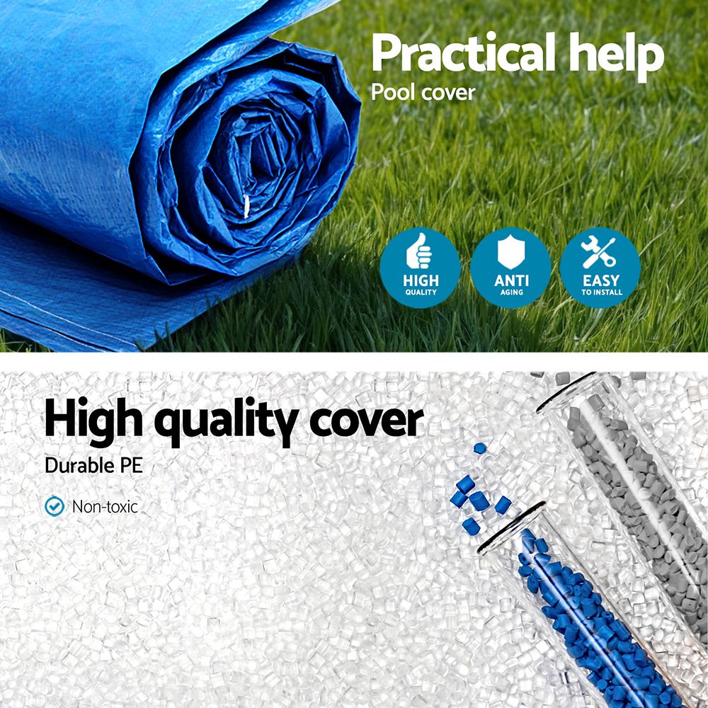 Pool Cover 264x174cm Rectangle Swimming Pool PE Shelter Fits 259x170cm Pools