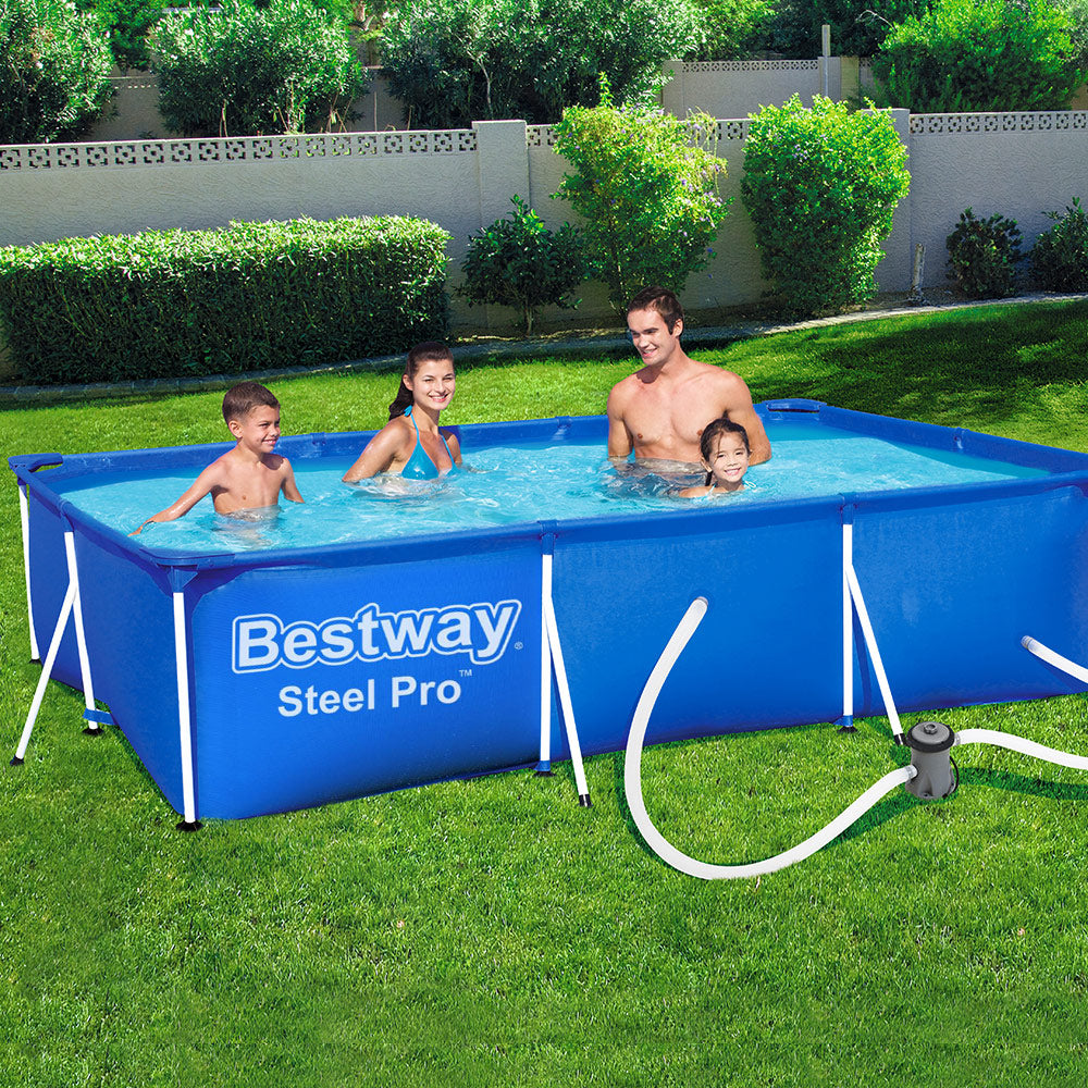 Bestway Swimming Pool 400x211x81cm Steel Frame Above Ground Pools w/ F ...