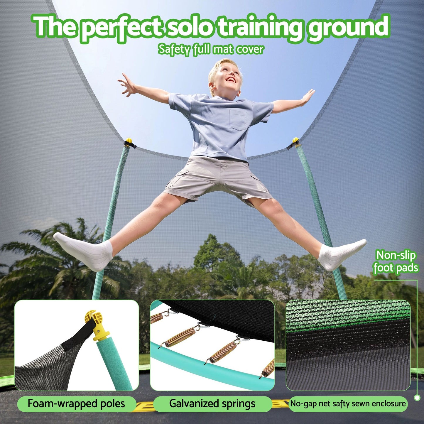 Bestway 8ft Trampoline Kids Rebounder Safety Net Enclosure Outdoor Fitness 2.44m for Ages 6+