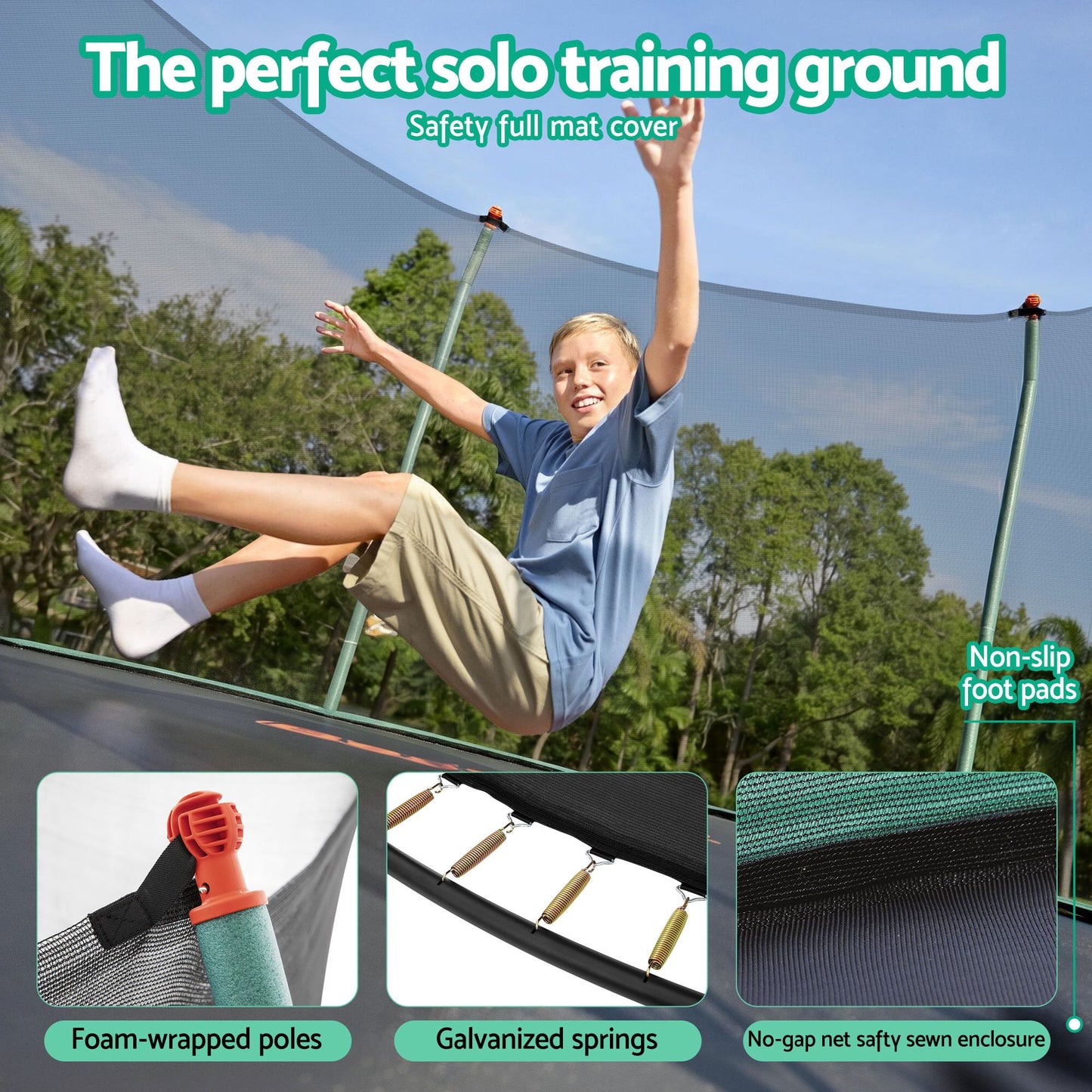 Bestway 14ft Trampoline Kids Rebounder Safety Net Enclosure Outdoor Fitness 4.27m for Ages 6+