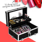 Portable Cosmetic Beauty Makeup Carry Case with Mirror - Crocodile Black