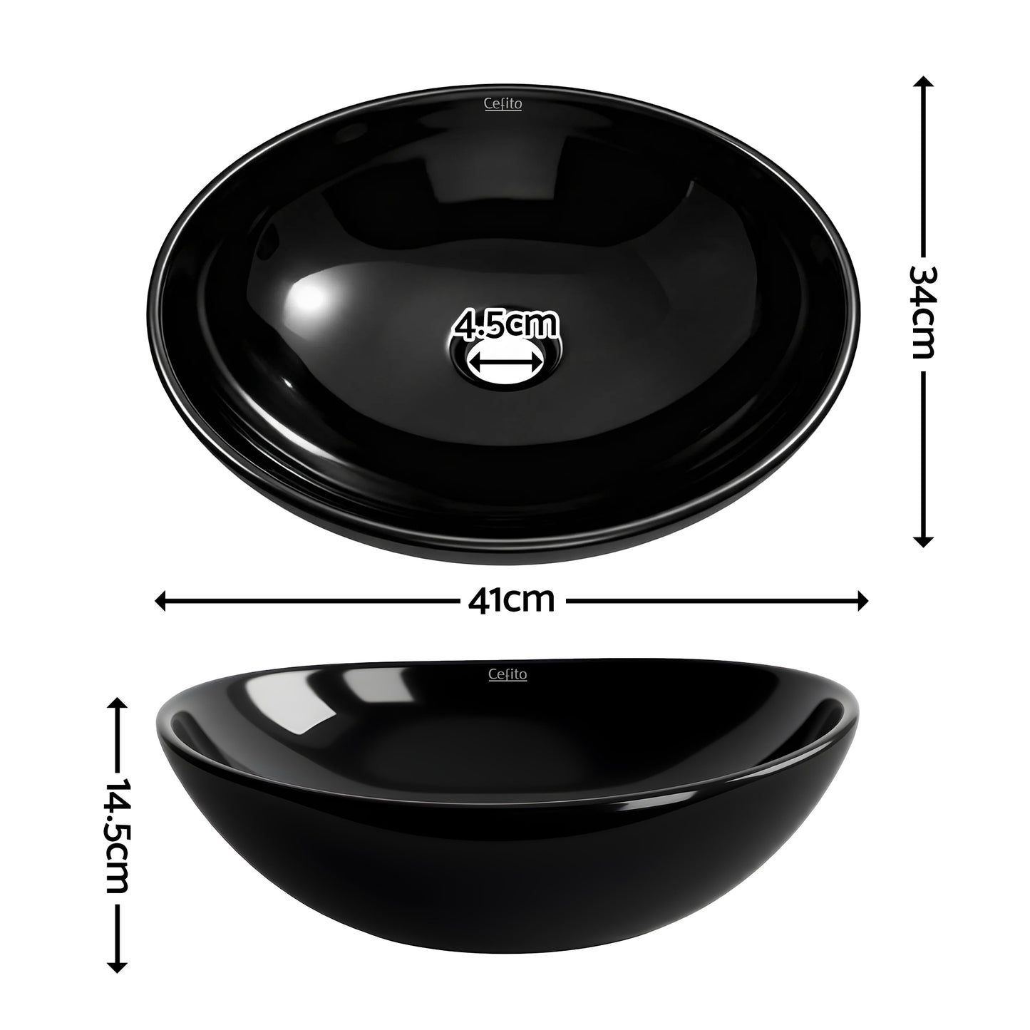 Bathroom Basin Ceramic Vanity Sink Hand Wash Bowl 41x34cm