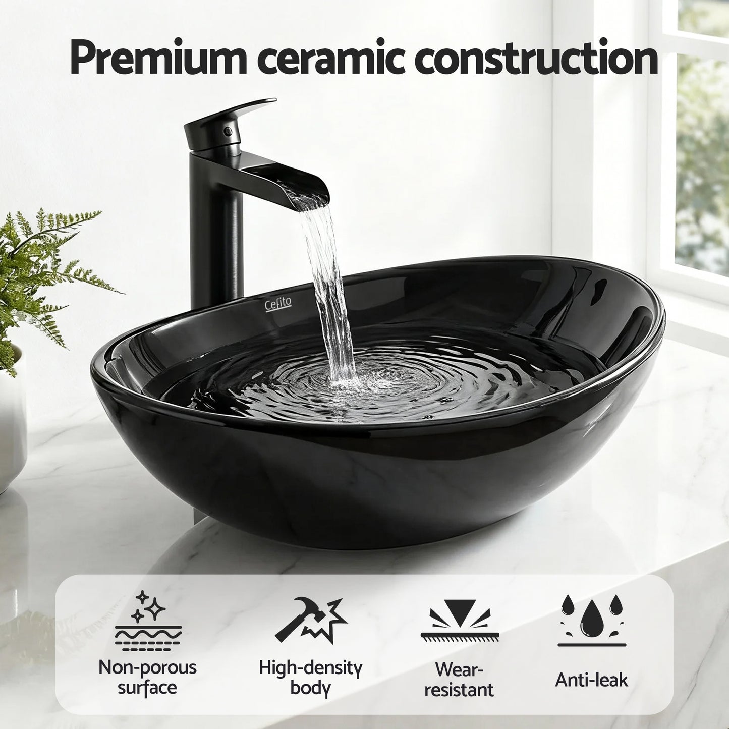 Bathroom Basin Ceramic Vanity Sink Hand Wash Bowl 41x34cm