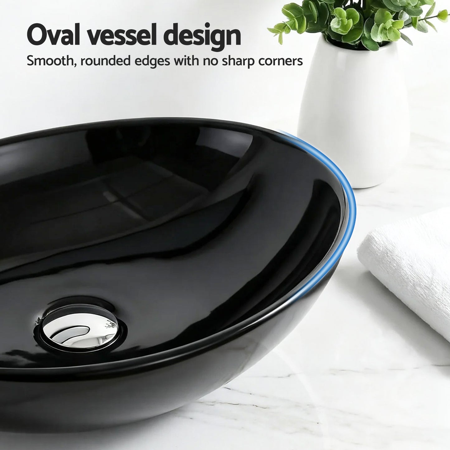 Bathroom Basin Ceramic Vanity Sink Hand Wash Bowl 41x34cm