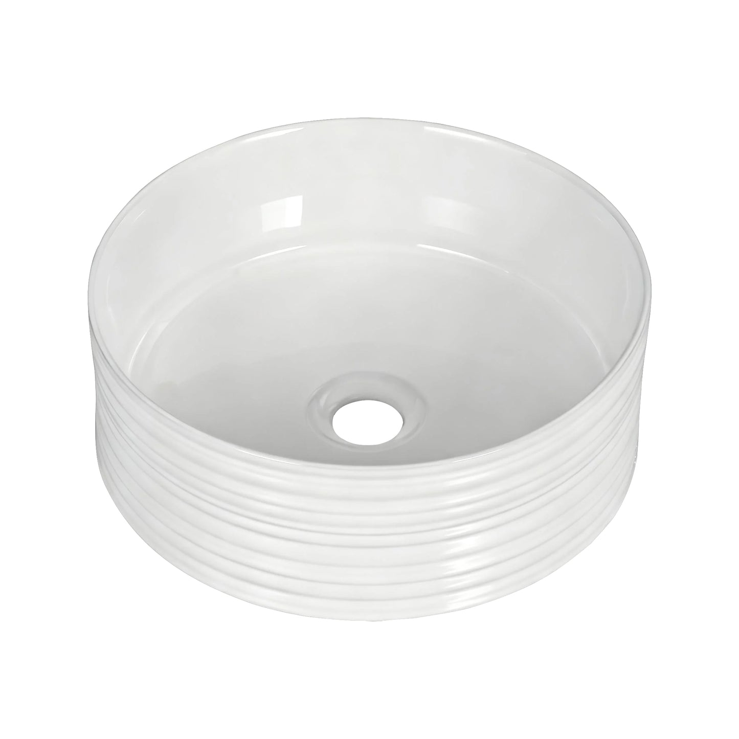Bathroom Basin Vanity Sink Vessel Ceramic White Round Countertop 36cm