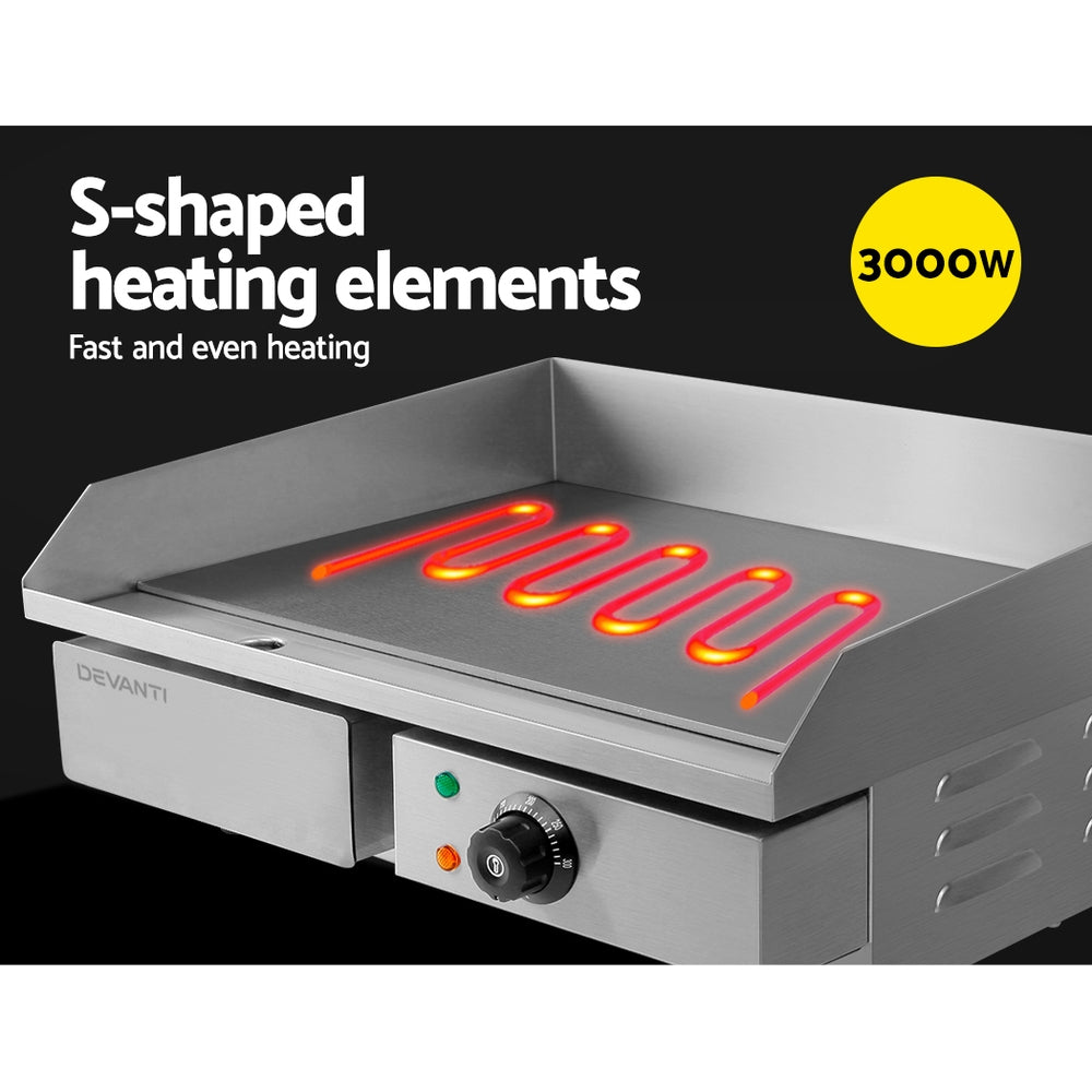 Commercial Electric Griddle 55cm BBQ Grill Plate 3000W