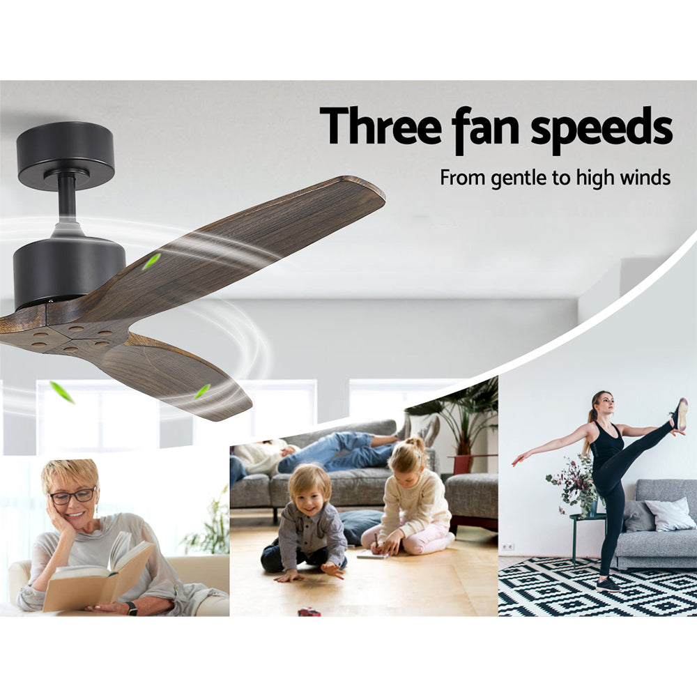 52'' Ceiling Fan With Remote Control Fans 3 Wooden Blades Timer 1300mm