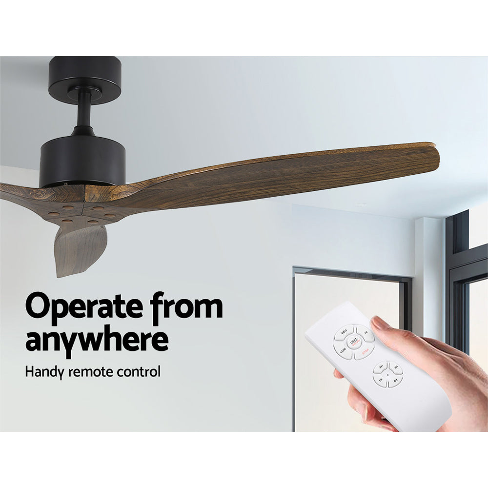 52'' Ceiling Fan With Remote Control Fans 3 Wooden Blades Timer 1300mm