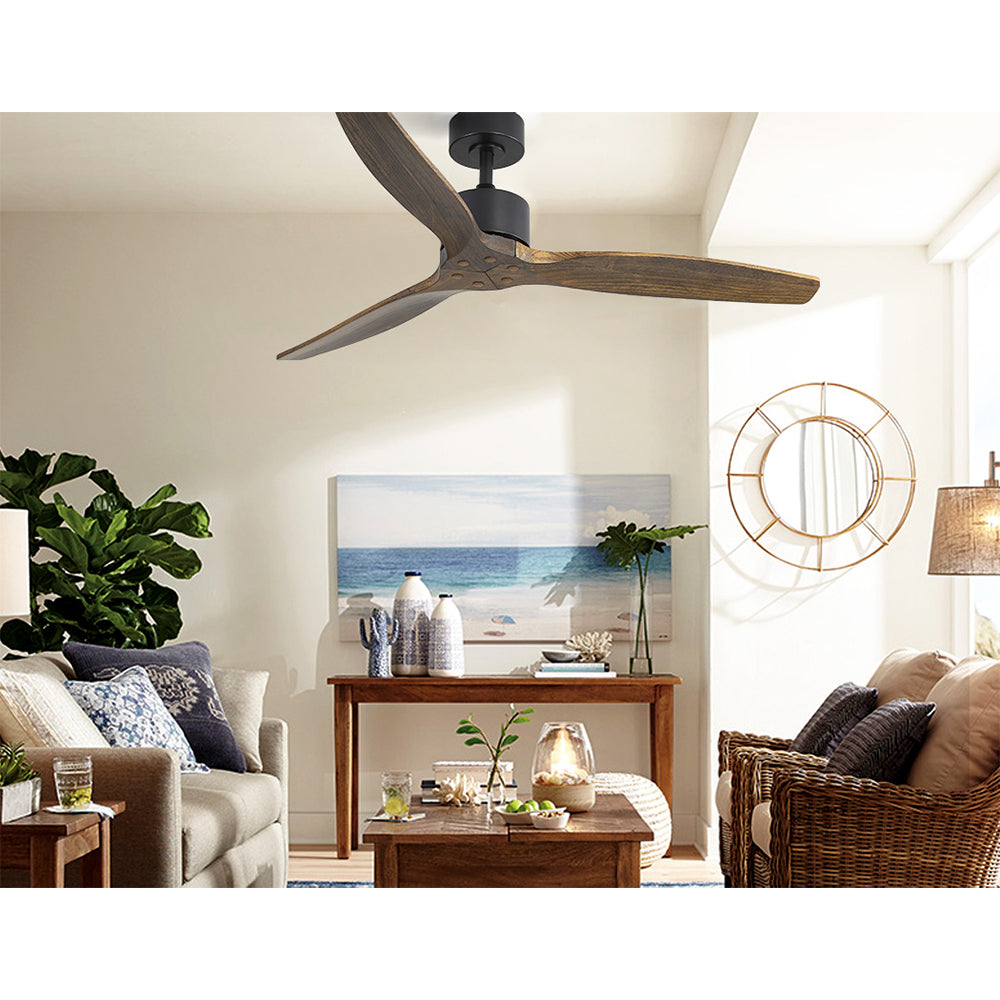 52'' Ceiling Fan With Remote Control Fans 3 Wooden Blades Timer 1300mm