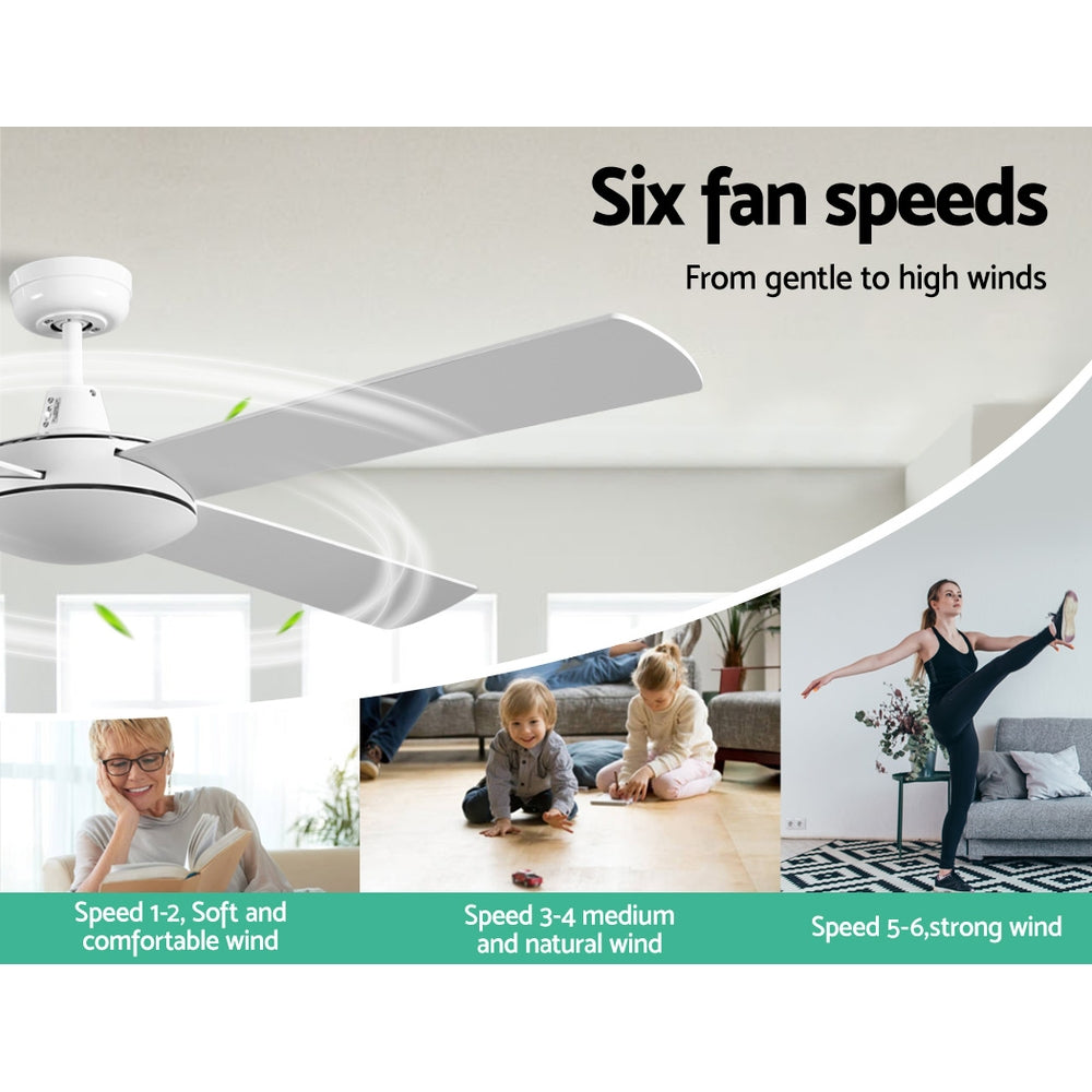 52'' Ceiling Fan AC Motor 4 Blades with Remote - White