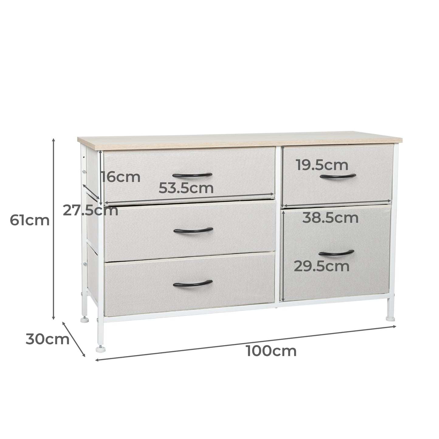 Levede Storage Cabinet Tower Chest - Beige