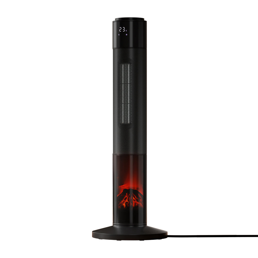 Ceramic Tower Heater 3D Flame 2000W - Black