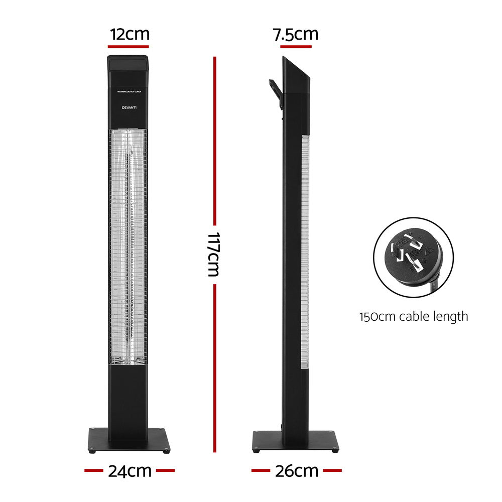 Radiant Tower Heater Electric Portable Remote Control 2000W Heating