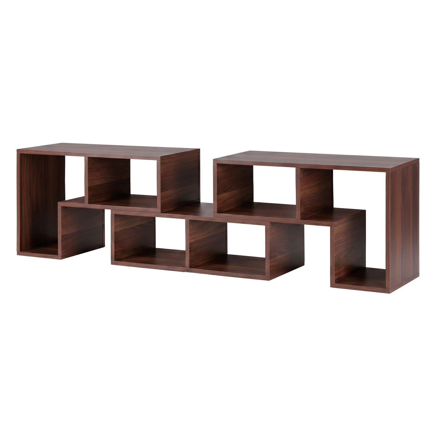 Mirelle Modular TV Stand 3 Piece Entertainment Unit Adjustable Bookcase Shelf - Walnut