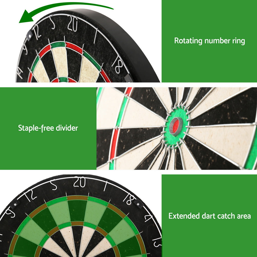 18" Dartboard Cabinet Set Professional Dartboard Wood Classic Game Party Sport