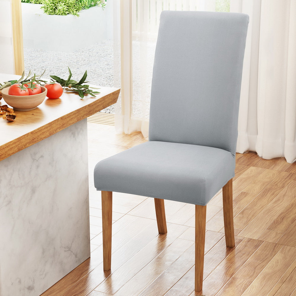 Set of 4 Dining Chair Covers Slipcovers Spandex Stretch Banquet Wedding Grey