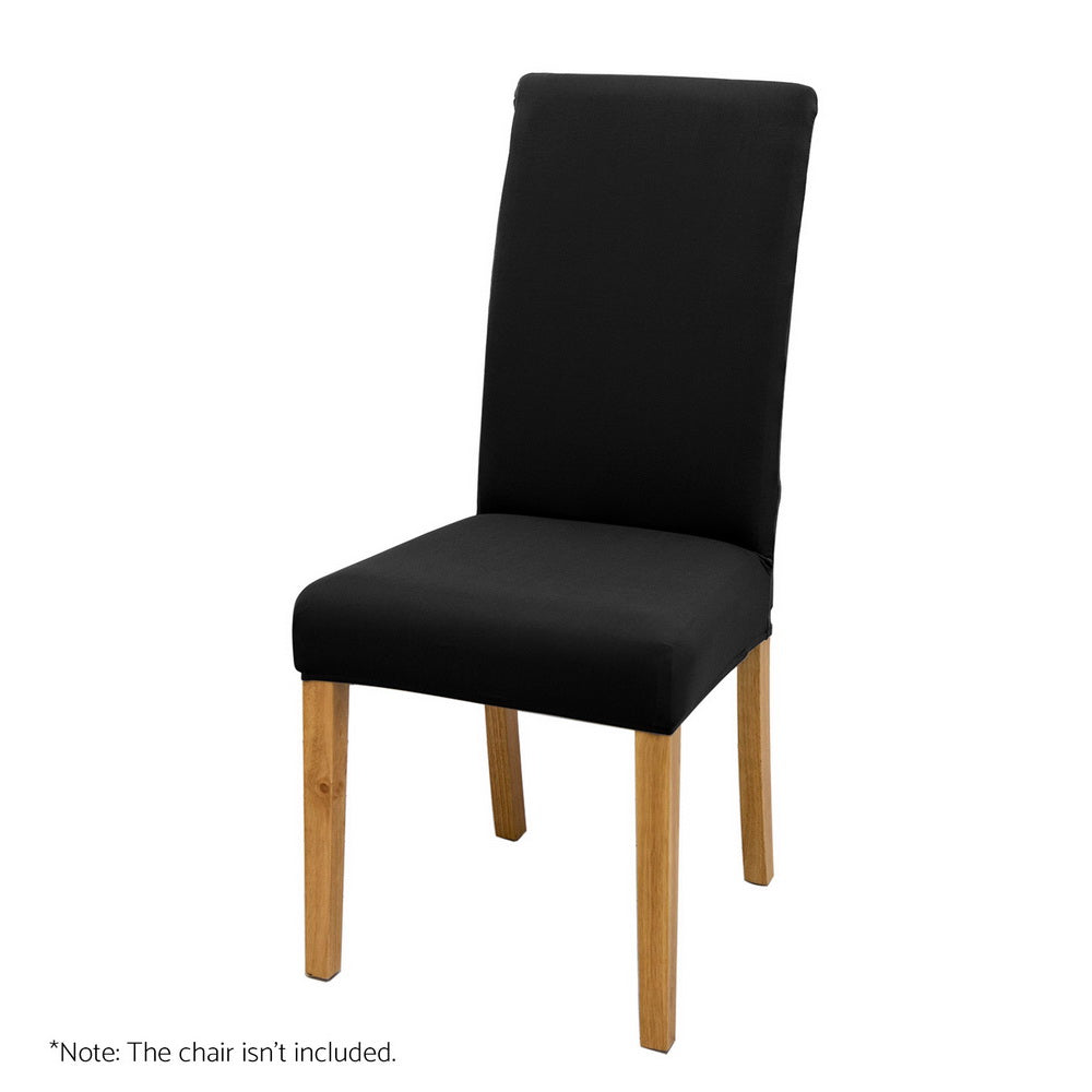 Set of 6 Dining Chair Covers Slipcovers Spandex Stretch Banquet Wedding Black
