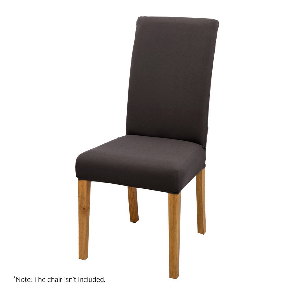 Set of 6 Dining Chair Covers Slipcovers Spandex Stretch Banquet Party - Dark Grey