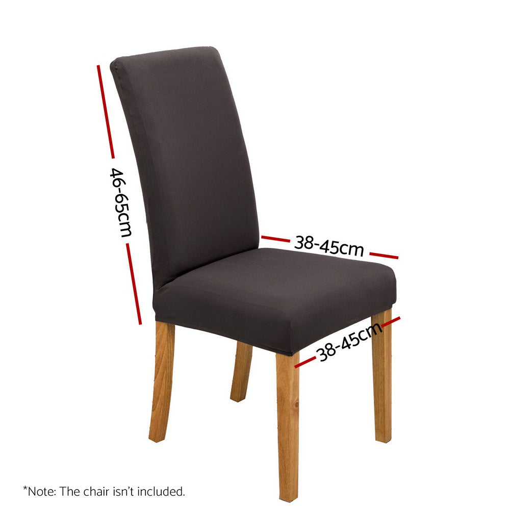 Set of 6 Dining Chair Covers Slipcovers Spandex Stretch Banquet Party - Dark Grey