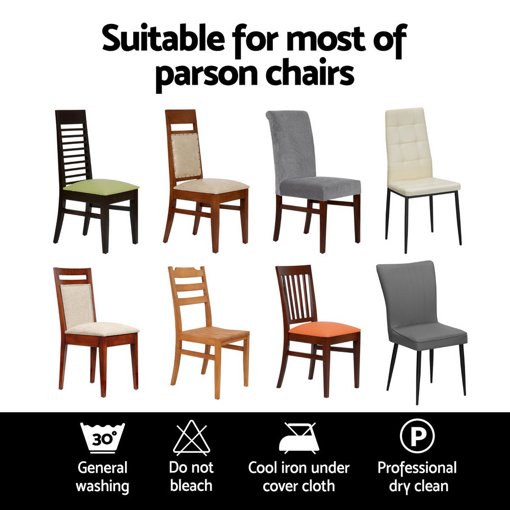 Set of 6 Dining Chair Covers Slipcovers Spandex Stretch Banquet Party - Dark Grey