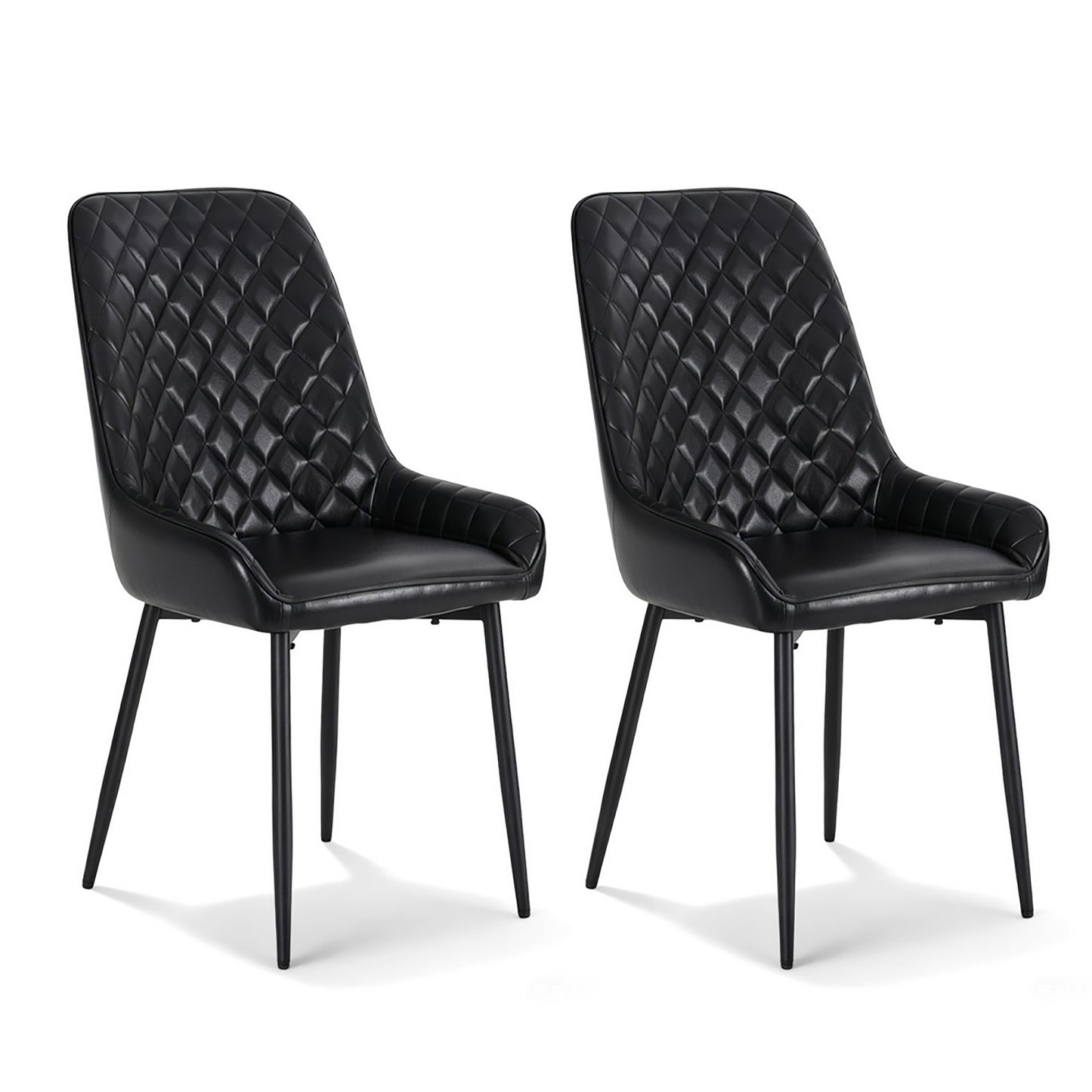 Bonnie Set of 2 Dining Chairs Retro PU Leather Kitchen Lounge Cafe Accent Chair - Black