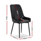 Bonnie Set of 2 Dining Chairs Retro PU Leather Kitchen Lounge Cafe Accent Chair - Black