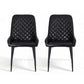 Bonnie Set of 2 Dining Chairs Retro PU Leather Kitchen Lounge Cafe Accent Chair - Black